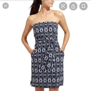 Athleta strapless navy print dress